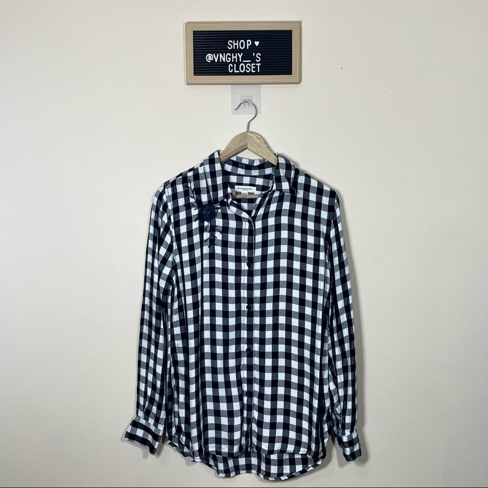 Beach Lunch Lounge Check Woven Top Black and White
